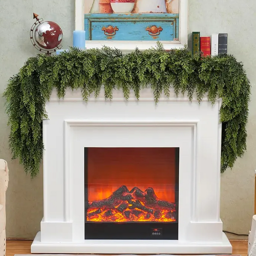 🎅🎄 Artificial Cedar Garland🇺🇸Green Pine Garland for Table, Mantel, Wall – Perfect for Indoor & Outdoor Christmas Decorations